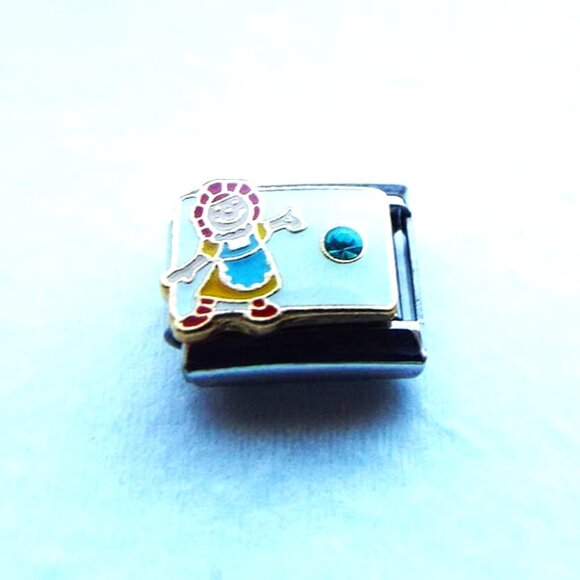 December birthstone Raggedy Ann 9mm enamel stainless steel Italian charm link - Picture 1 of 2